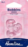 Plastic Bobbins, Singer, 3 pack 